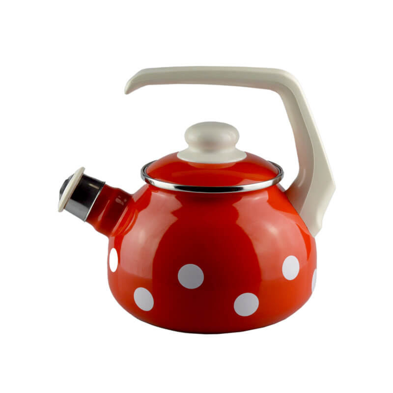 Kettle with whistle 1.7 liters, red/polka dots