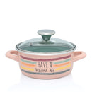 Topf flach mit Deckel,14cm,1,5 Ltr, Dekor " Have a beautyful Day"