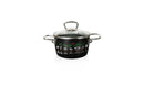 Topf mit Deckel, 16 cm, 1,9 Ltr, matt schwarz , Dekor " Italian Food"