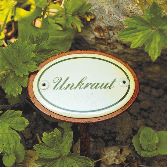 Oval enamel sign, 6 x 4 cm, herb names with ground spike 25 cm