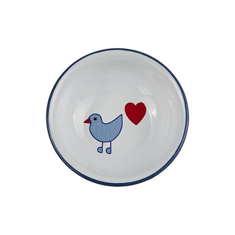 Children's bowl 14 cm, white/blue, heart bird