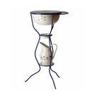 Waschständer, 5 teilig, creme/blau, Blümchen