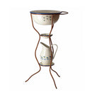 Waschständer, 5 teilig, creme/blau, Blümchen