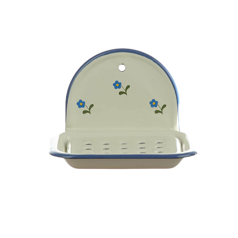 Seifenschale zum Hängen, creme/blau, Blümchen