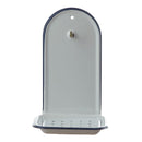 Seifenschale zum Hängen, hoch mit Haken, weiß/blau