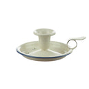 Kerzenleuchter emailliert, creme/blau, Blümchen