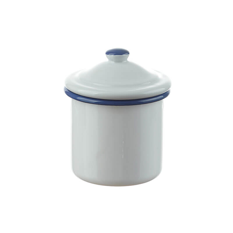 Zuckerdose mit Deckel, 8 cm, weiß/blau
