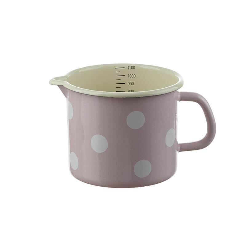 Milk pot 1 liter. with scale, pastel, polka dots