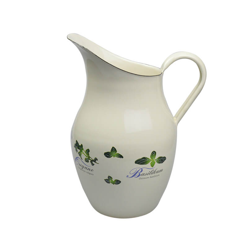 Water jug ​​2.5 ltr, cream/green, herbs