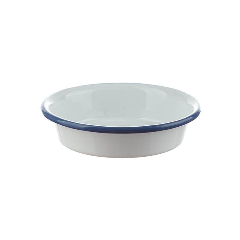 Enamel plate 18 cm, Gastro Line, white/blue