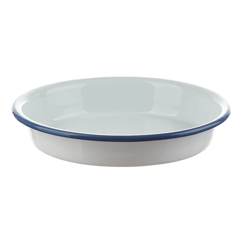 Enamel plate 24 cm, Gastro Line, white/blue