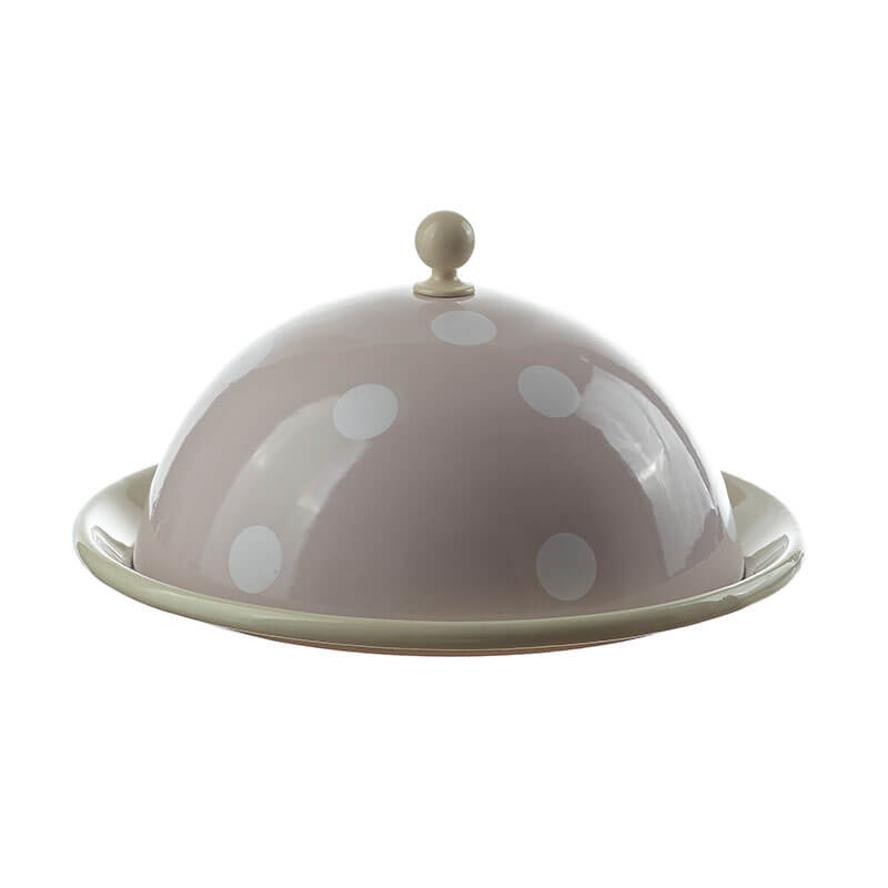 Cheese dome, 2 parts, 20 cm, pastel, polka dots