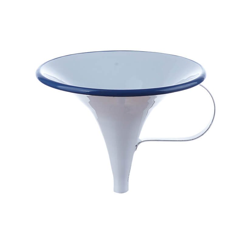 Trichter emailliert, groß 13,5 cm, weiß/blau