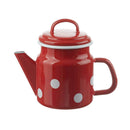 Teekanne 1 ltr., rot/weiß, Tupfen