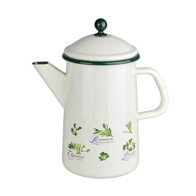 Coffee pot 1.6 ltr, cream/green, herbs