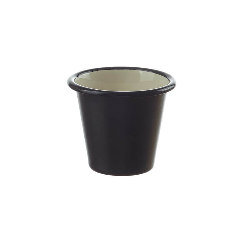 Emaillebecher konisch 6 cm, schwarz/creme