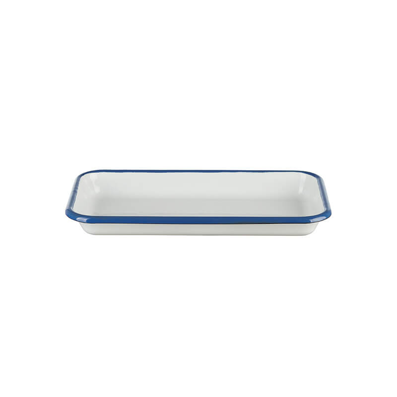 Baking dish 2.5 cm high, white/blue