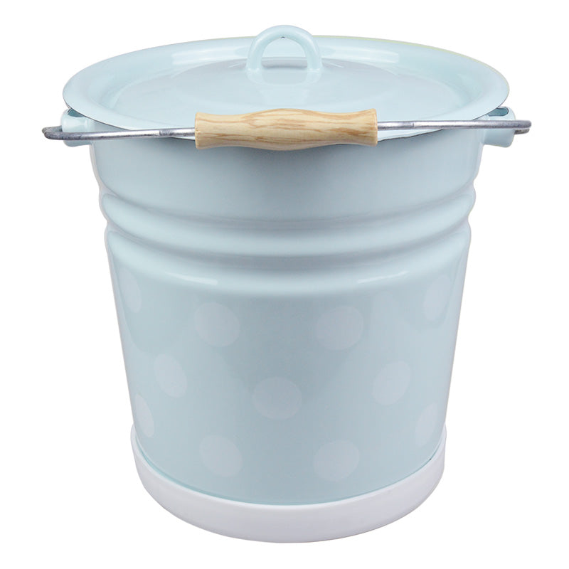 Bucket 12 liters with lid, pastel, polka dots