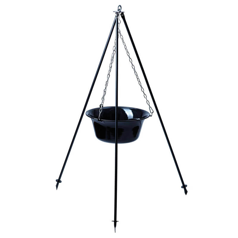 Stockpot with tripod, black