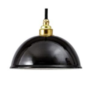 Lamp 200 mm enamelled with brass socket, black outside, white inside, textile cable