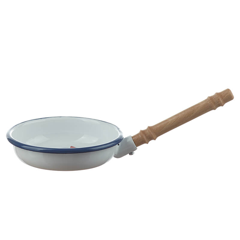 Children's pan 10 cm with wooden handle, white/blue, heart bird