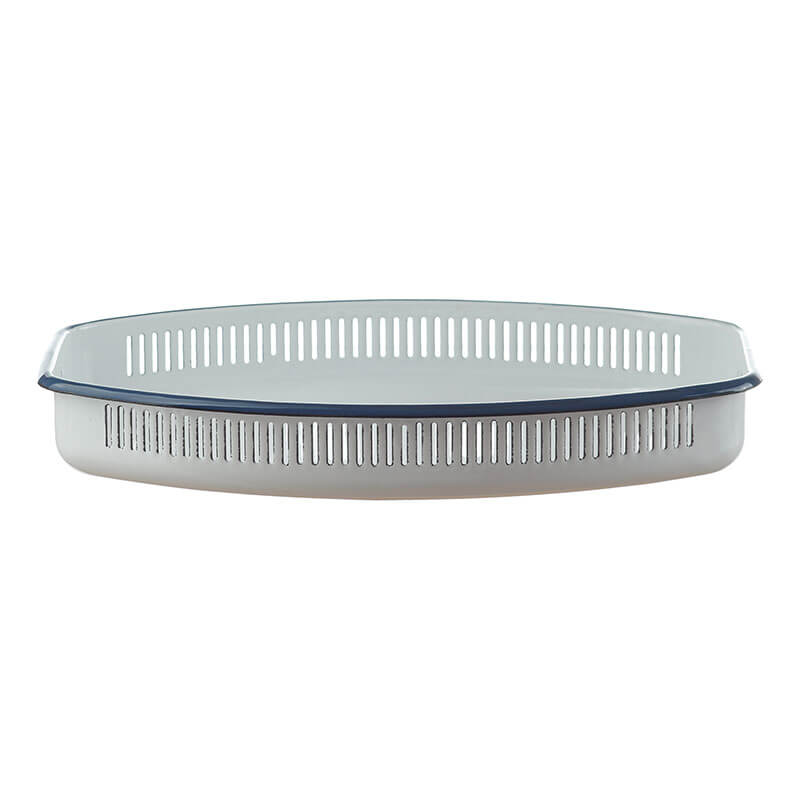 Bread basket with side slits, white/blue