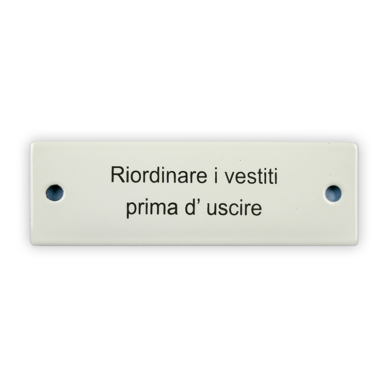 Enamel sign 12.5 x 4 cm, Riordinare i vestiti prima d' uscire