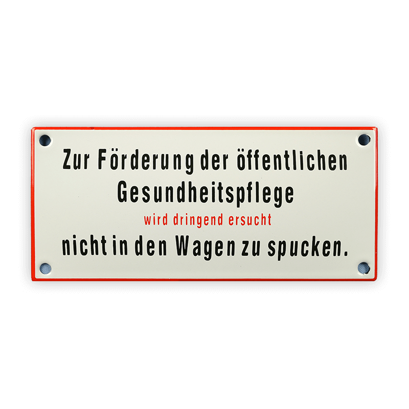 Emailschild 17 x 8 cm, Zur Förderung der öffentlichen Gesundheitspflege...