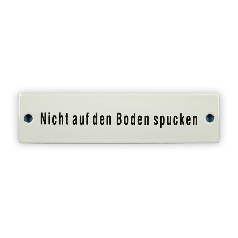 Emailschild 14 x 3,5 cm, Nicht auf den Boden spucken