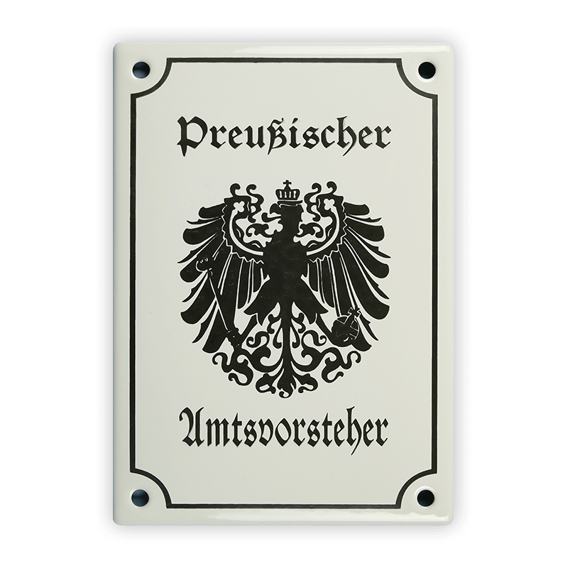 Emailschild 12 x 17 cm, Preußischer Amtsvorsteher