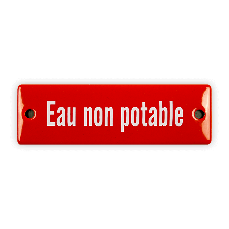 Emailschild 12,5 x 4 cm, Eau non potable