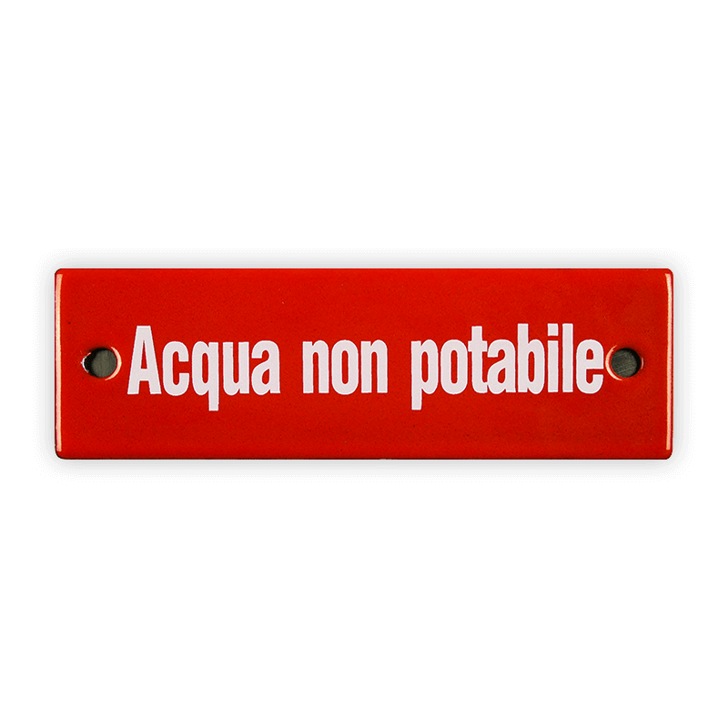 Emailschild 12,5 x 4 cm, Acqua non potabile