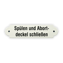 Emailschild 20 x 5 cm, Spülen und Abortdeckel schließen