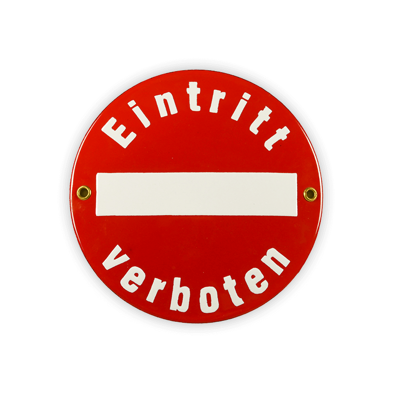 Emailschild rund ∅ 15 cm, Eintritt verboten