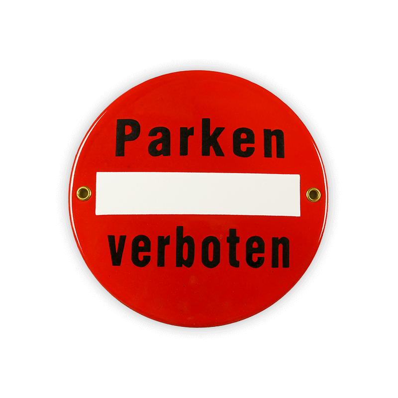 Email sign round ∅ 15 cm, parking prohibited