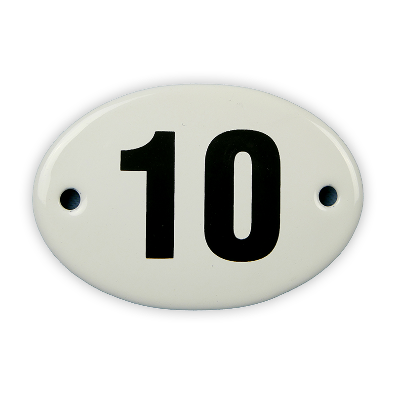 Oval enamel sign, 6 x 4 cm, number and key plates