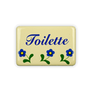 Emailschild 6 x 4 cm, Toilette, Blümchen