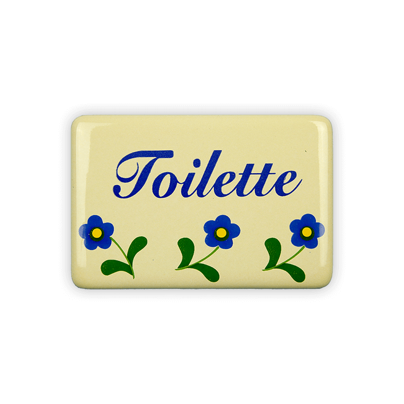 Emailschild 6 x 4 cm, Toilette, Blümchen