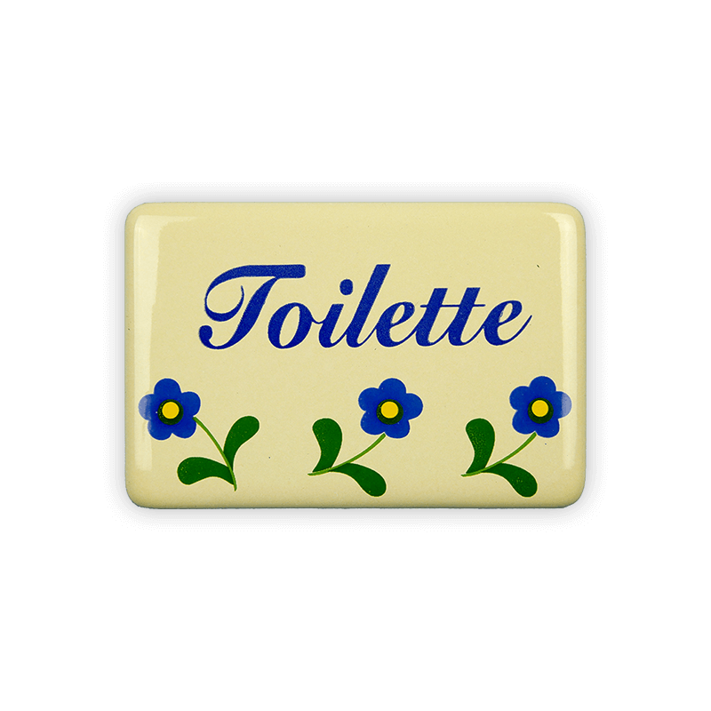 Enamel sign 6 x 4 cm, toilet, flowers