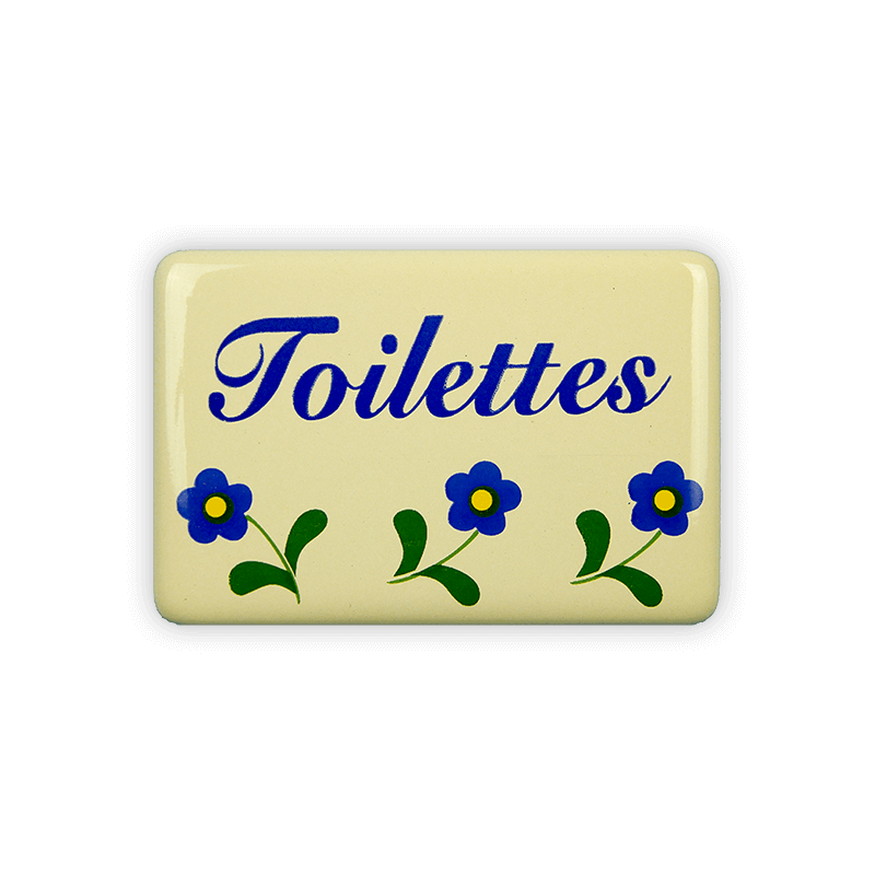 Enamel sign 6 x 4 cm, toilets, flowers