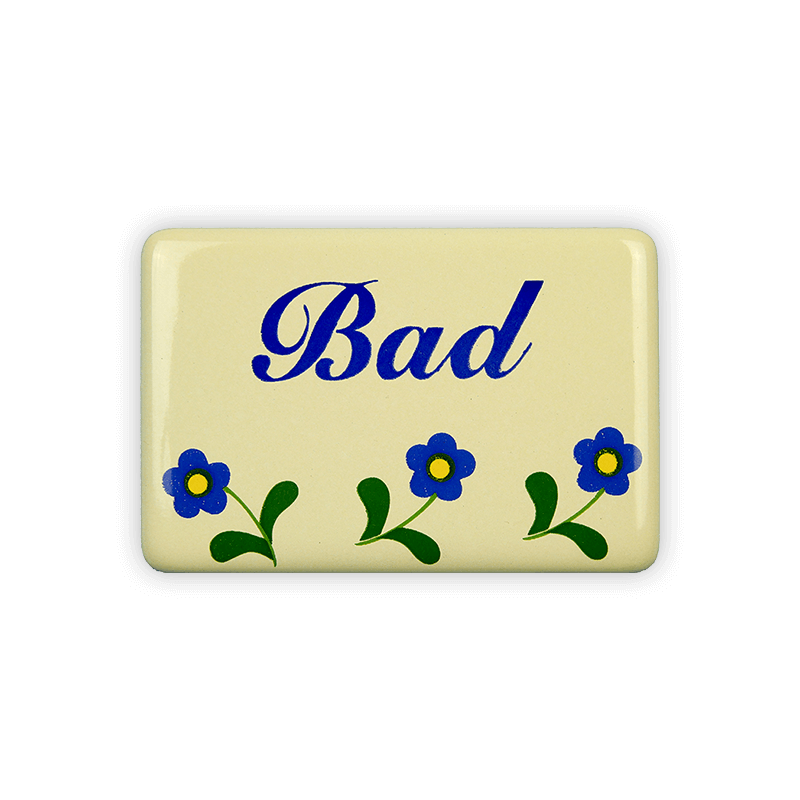 Emailschild 6 x 4 cm, Bad, Blümchen