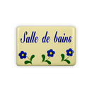 Emailschild 6 x 4 cm, Salle de bains, Blümchen