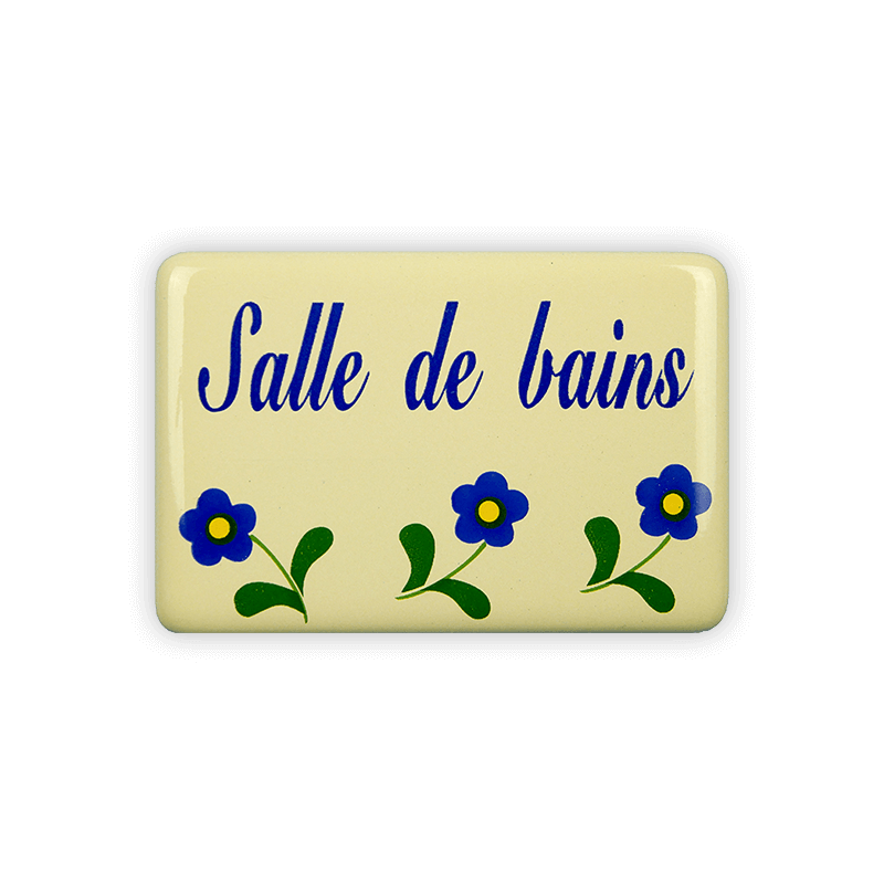 Enamel sign 6 x 4 cm, Salle de bains, flowers