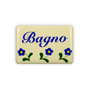 Emailschild 6 x 4 cm, Bagno, Blümchen