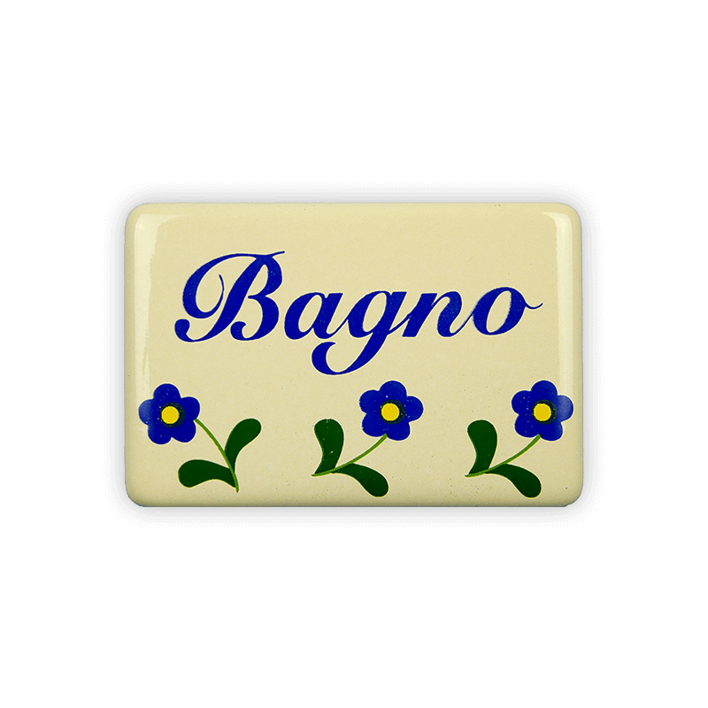 Emailschild 6 x 4 cm, Bagno, Blümchen