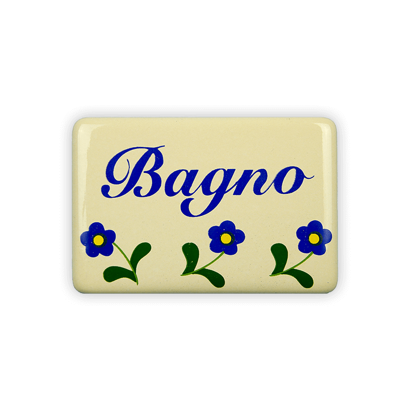 Enamel sign 6 x 4 cm, Bagno, flowers