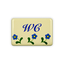 Emailschild 6 x 4 cm, WC, Blümchen