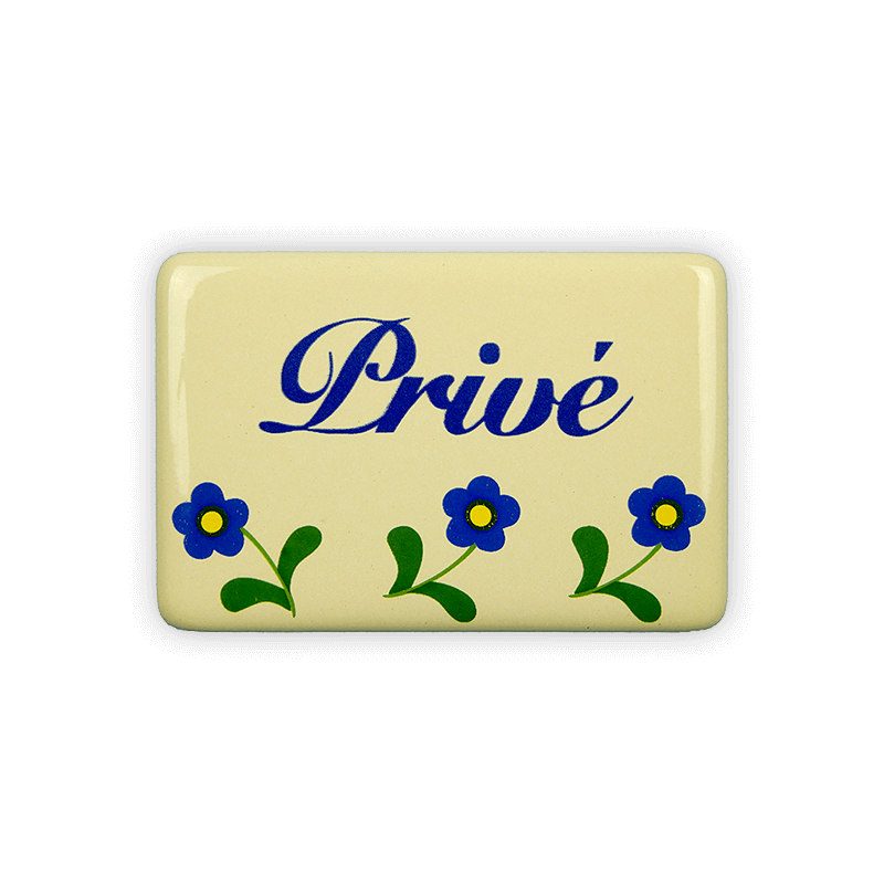 Emailschild 6 x 4 cm, Privè, Blümchen