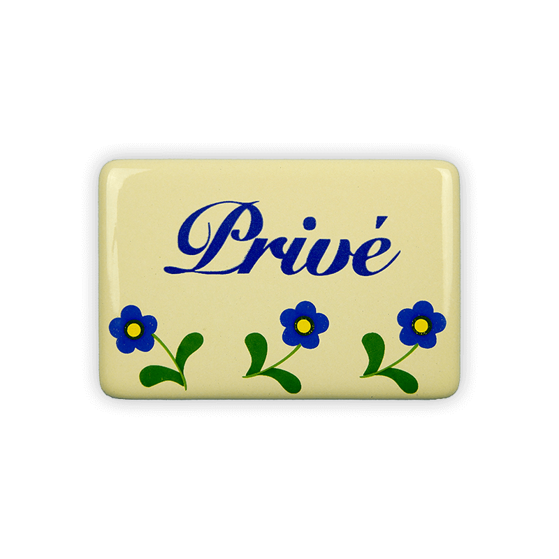 Enamel sign 6 x 4 cm, Privè, flowers