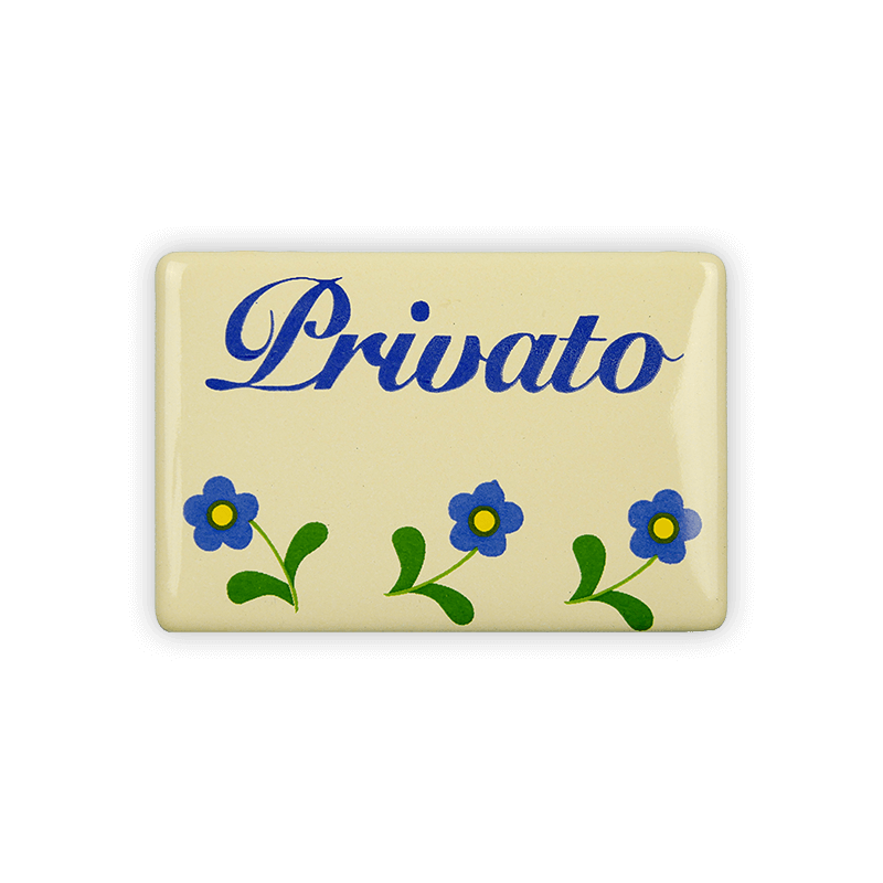 Enamel sign 6 x 4 cm, Privato, flowers